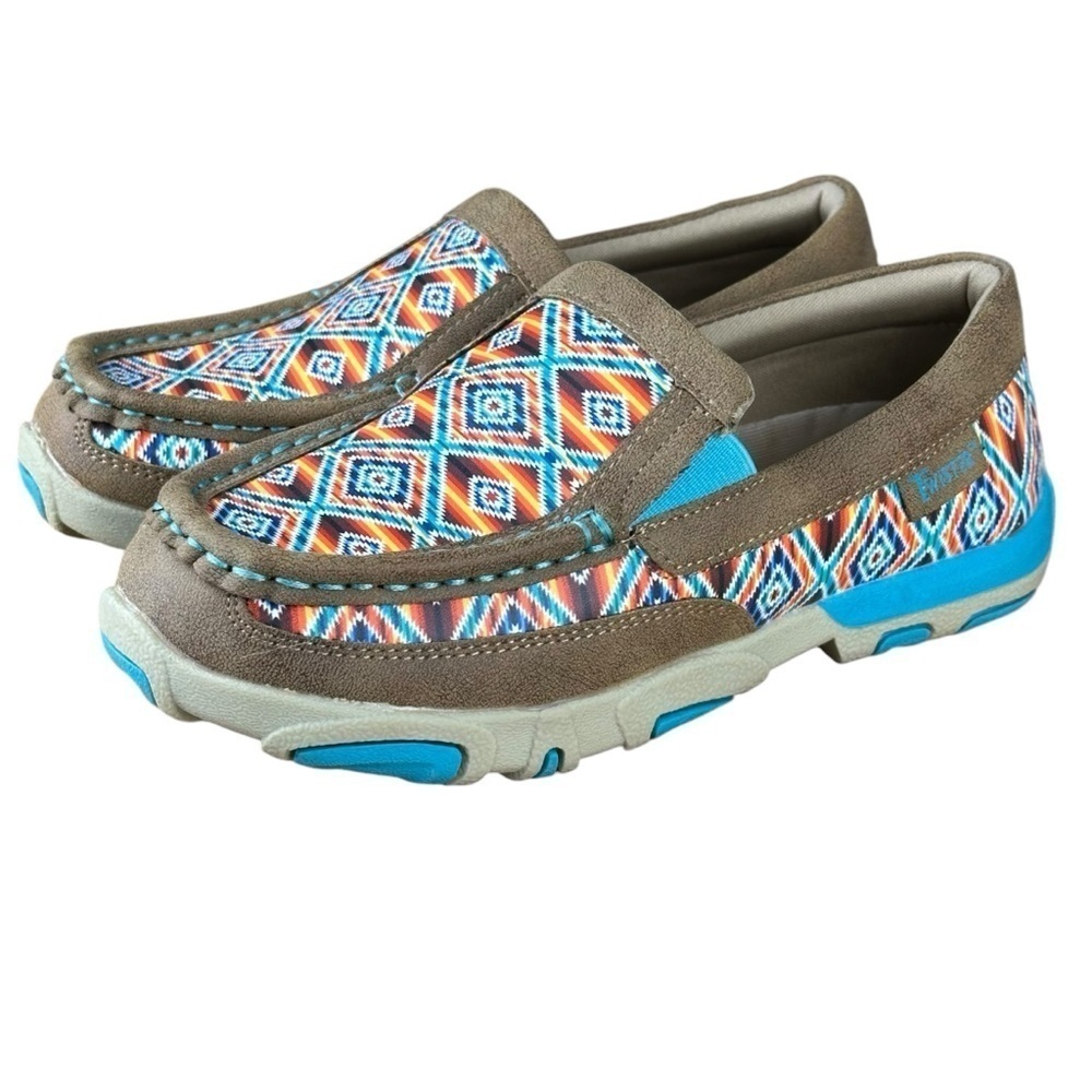 Twister M&F Western girls Toddler Bynlee Aztec Moccasin Shoe Loafer Brown 13